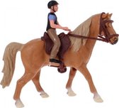 paardenspeelset ruiter met paard bruin 11 cm