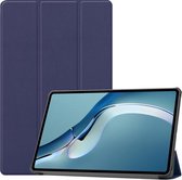 Voor Huawei MatePad Pro 12.6 2021 Custer Textuur Horizontale Flip Lederen Case met Drie-opvouwbare Houder & Slaap / Wake-up Functie (Blauw)