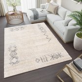 Tapiso Versay Vloerkleed Beige Hoogpolig Shaggy Boho Tapijt Maat- 80x150