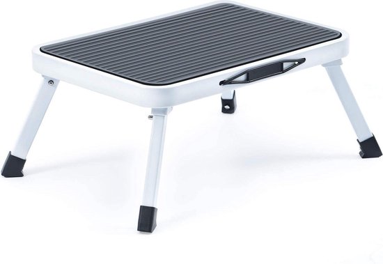 OPStapkrukje - Zinaps Stap Kruk vouwen Stap Kruk enkele stapladder met antislip rubberen mat lichtgewicht staal houdt tot 150kg (WK 02128)