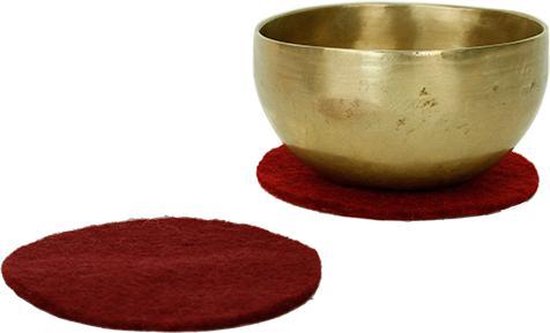 Vilten onderzetter voor klankschalen enz. - 10cm - Vilt - Wol - Rood — afbeelding 2