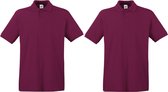 2-Pack maat 3XL grote maat bordeaux rood polo shirt premium van katoen voor heren 3XL - Polo t-shirts voor heren