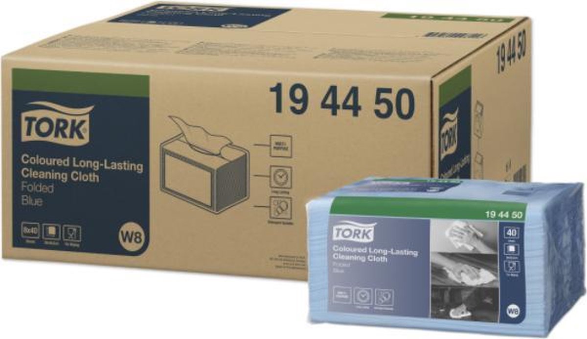 Goedkoopste Reinigingsdoek Tork Long Lasting W8 multifunctioneel gevouwen blauw 194450