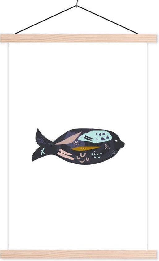 Porte-affiche avec affiche - Affiche scolaire - Poisson - Pastel - Zwart - 60x90 cm - Lattes vierges