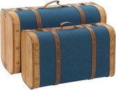 Koffer DKD Home Decor Ruidann Populier Canvas (2 pcs) (50 x 31 x 19 cm) (60 x 24 x 38 cm)