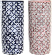 Paraplyställ DKD Home Decor Blauw Rood Porselein (2 pcs) (19.5 x 19.5 x 44 cm)