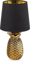 Navaris de table Navaris au design ananas - Lampe ananas - 35 cm de haut - Lampe décorative en céramique - Lampe ananas - Raccord E14 - Or/ Zwart