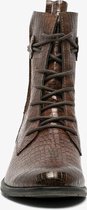 Nova dames veterboots met croco print - Cognac - Maat 39