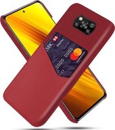 Voor Xiaomi Poco X3 Doek Textuur PC + PU lederen achterkant Schokbestendig hoesje met kaartsleuf (rood)