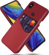 Voor Xiaomi Mi Mix 3 Doek Textuur PC + PU lederen achterkant Schokbestendig hoesje met kaartsleuf (rood)