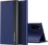 Voor Galaxy M60S/Note 10 Lite/A81 Side Electroplated Magnetische Ultradunne Horizontale Flip Leather Case met Houder (Donkerblauw)