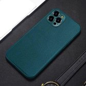 Nauwkeurige gat gevlochten nylon warmteafvoer PC + TPU beschermhoes voor iPhone 13 Pro (donkergroen)