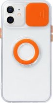 Sliding Camera Cover Design TPU-beschermhoes met ringhouder voor iPhone 13 (oranje)