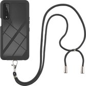 Voor LG Stylo 7 5G Sterrenhemel Effen Kleur Serie Schokbestendige PC + TPU Beschermhoes met Nekband (Zwart)