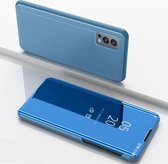 Plated Mirror Horizontal Flip Leather Case met Houder Voor OnePlus Nord 2 5G (Blauw)