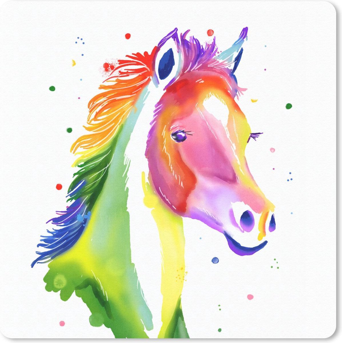 Muismat 30x30 cm - Mousepad Paard - Kleuren - Stippen - Meisjes - Kinderen - Meiden - Muismatten