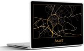 Laptop sticker - 14 inch - Kaart - Aalst - Zwart - Goud - 32x5x23x5cm - Laptopstickers - Laptop skin - Cover