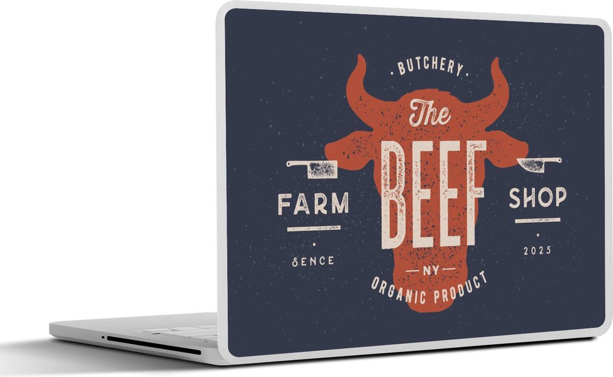 Laptop sticker - 14 inch - Koe - Tekening - Bruin - 32x5x23x5cm - Laptopstickers - Laptop skin - Cover