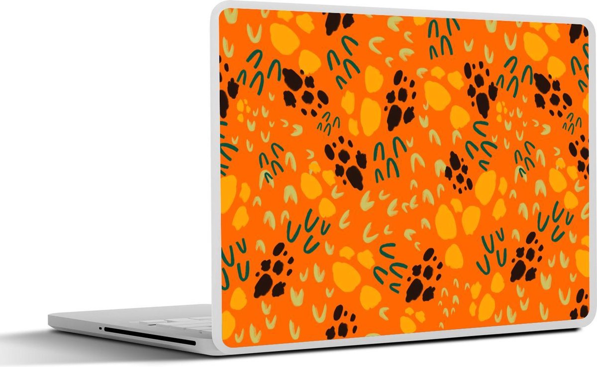 Laptop sticker - 12.3 inch - Sporen - Oranje - Patroon - 30x22cm - Laptopstickers - Laptop skin - Cover