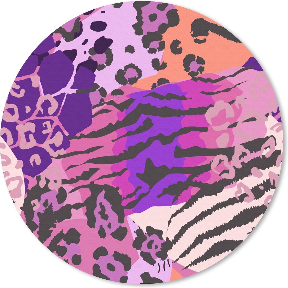 Muismat rond 20x20 cm - Mousepad Dieren - Panterprint - Roze - Ronde muismatten