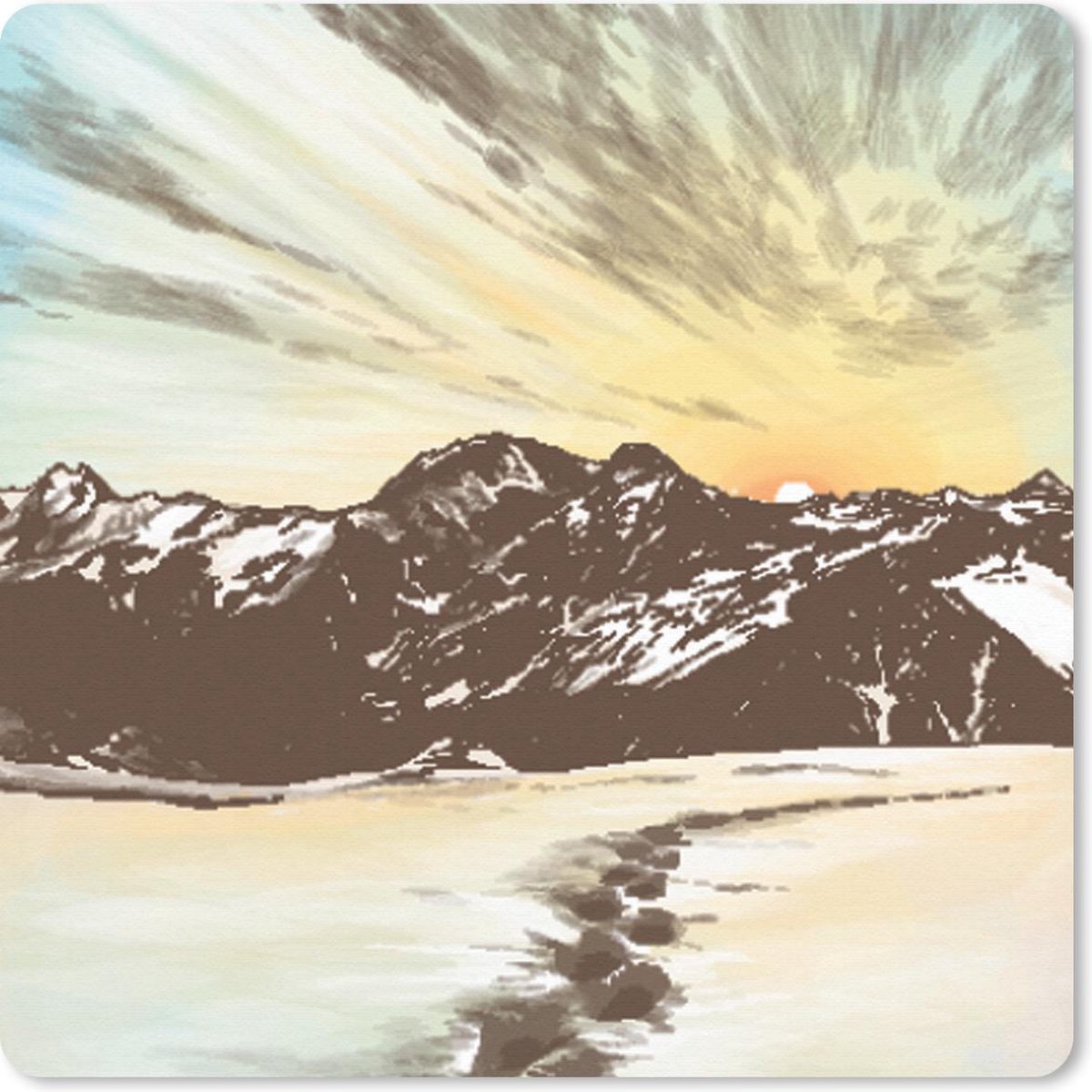 Muismat 30x30 cm - Mousepad Zee - Berg - Zon - Muismatten