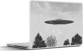 Laptop sticker - 13.3 inch - Ufo - Vintage - Boom - Zwart - Wit - 31x22,5cm - Laptopstickers - Laptop skin - Cover