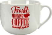 Arte Regal Koffiemok Fresh Morning 500 Ml Porselein Wit/rood