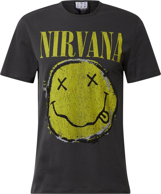 Amplified shirt nirvana worn out smiley Donkergrijs-Xl
