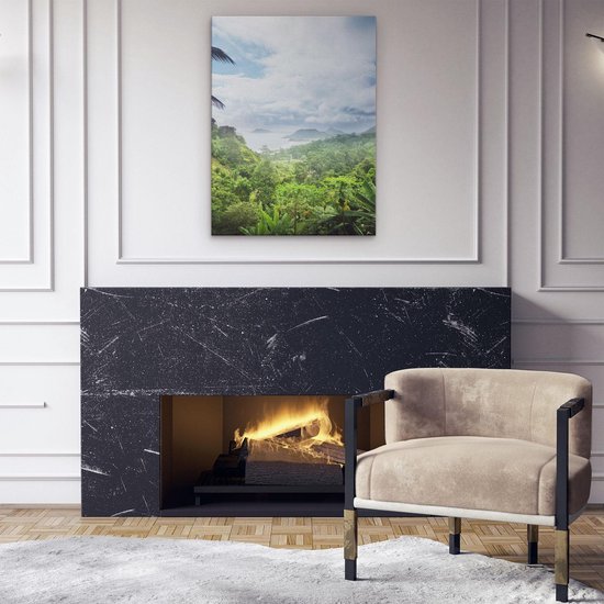 Artaza Toile Peinture Jungle Vue Des Seychelles - 60x80 - Photo Sur Toile - Impression Sur Toile
