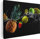 Artaza Canvas Schilderij Fruit Met Water Op Zwart Achtergrond - 80x60 - Foto Op Canvas - Canvas Print