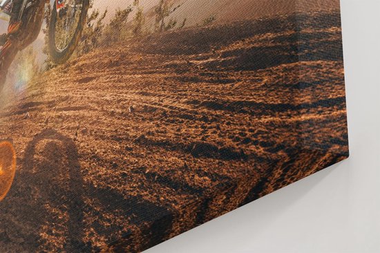 Artaza Peinture Sur Toile Motocross Sur Une Colline Au Coucher Du Soleil - 60x90 - Photo Sur Toile - Impression Sur Toile