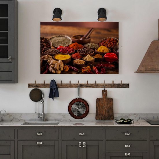 Artaza - Peinture sur toile - Diverse herbes colorées sur la table - 60x40 - Photo sur toile - Impression sur toile