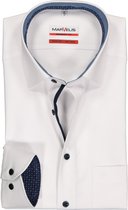 MARVELIS modern fit overhemd - wit structuur (contrast) - Strijkvrij - Boordmaat: 42