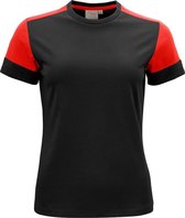 Printer Prime T-Shirt Dames Zwart/Rood - Maat S