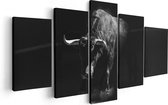 Artaza Canvas Schilderij Vijfluik Stier In De Arena - Zwart Wit - 100x50 - Foto Op Canvas - Canvas Print