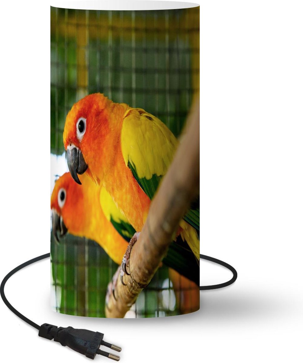 Lamp - Nachtlampje - Tafellamp slaapkamer - Een close-up van een paar Zonparkieten - 54 cm hoog - Ø24.8 cm - Inclusief LED lamp