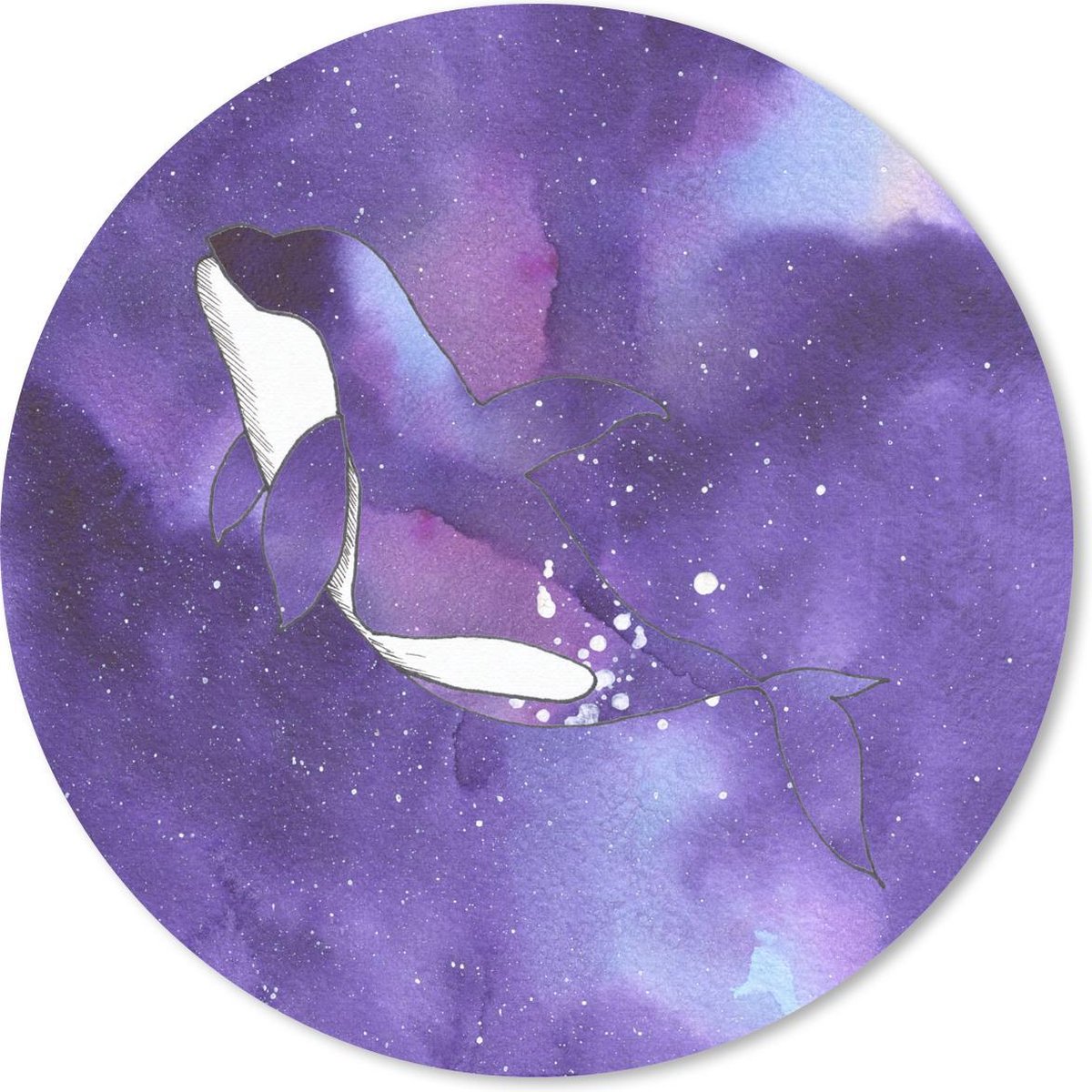 Muismat rond 40x40 cm - Mousepad Orka - Zee - Paars - Waterverf - Ronde muismatten