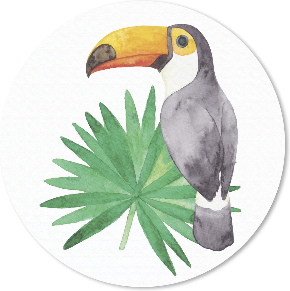 Muismat rond 50x50 cm - Mousepad Toekan - Vogel - Blad - Ronde muismatten