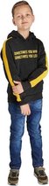 Jongens trui hoodie zwart/geel  'Sometimes You...' | Maat 116/ 6Y