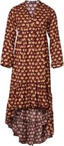 Dames lange jurk bladeren rood/goud | Maat M/L