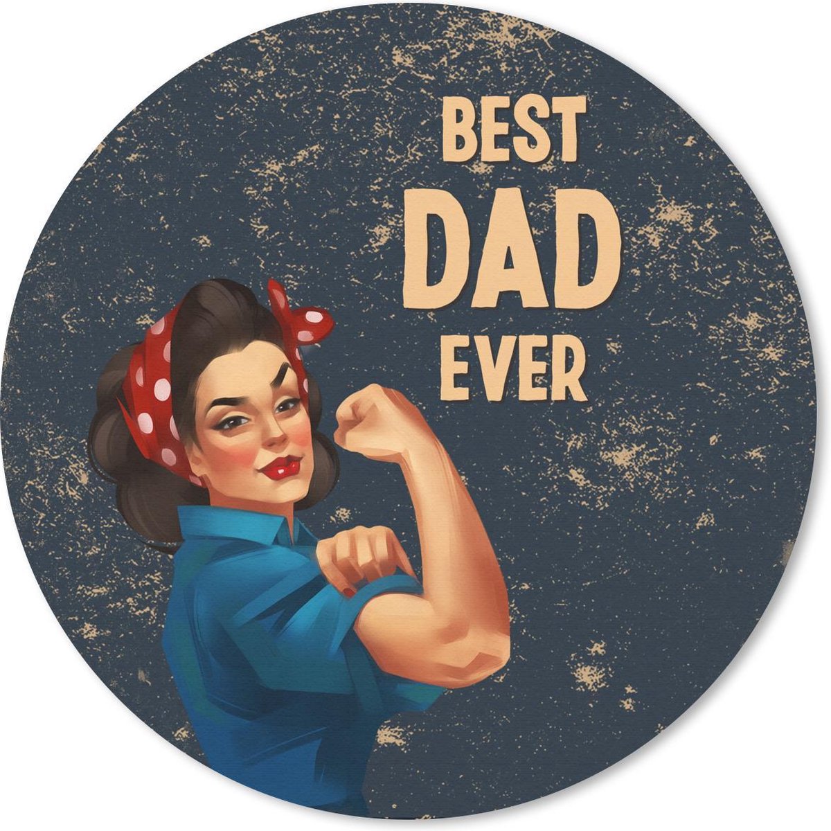 Muismat rond 40x40 cm - Mousepad Vaderdag - Best dad ever - Spreuken - Quotes - Ronde muismatten