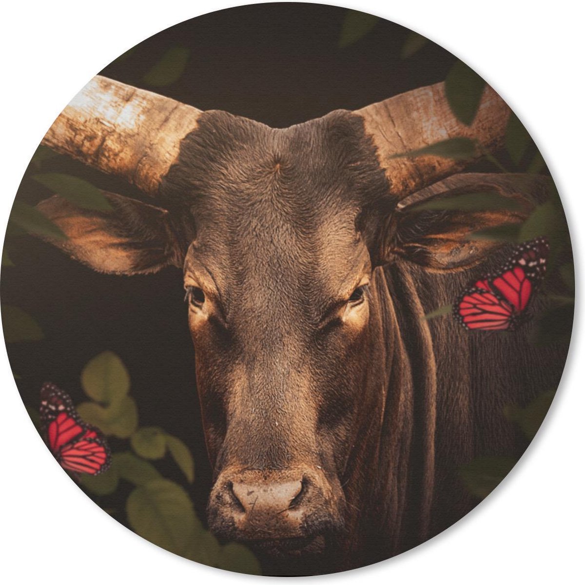 Muismat rond 40x40 cm - Mousepad Dieren - Koe - Jungle - Ronde muismatten