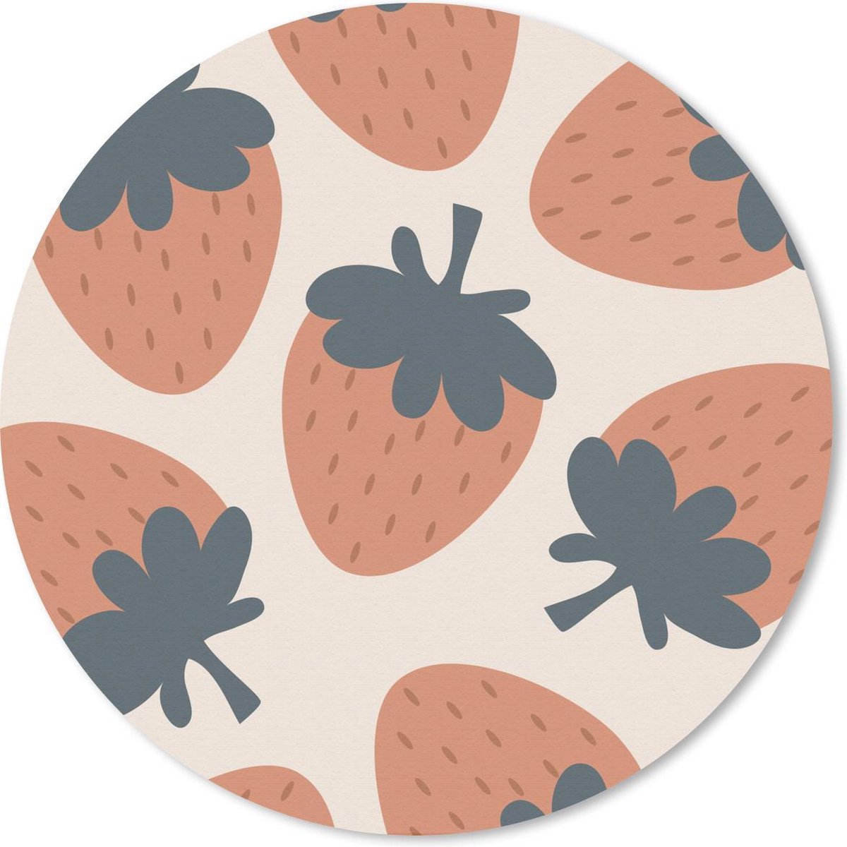 Muismat rond 40x40 cm - Mousepad Fruit - Pastel - Aardbei - Patronen - Ronde muismatten