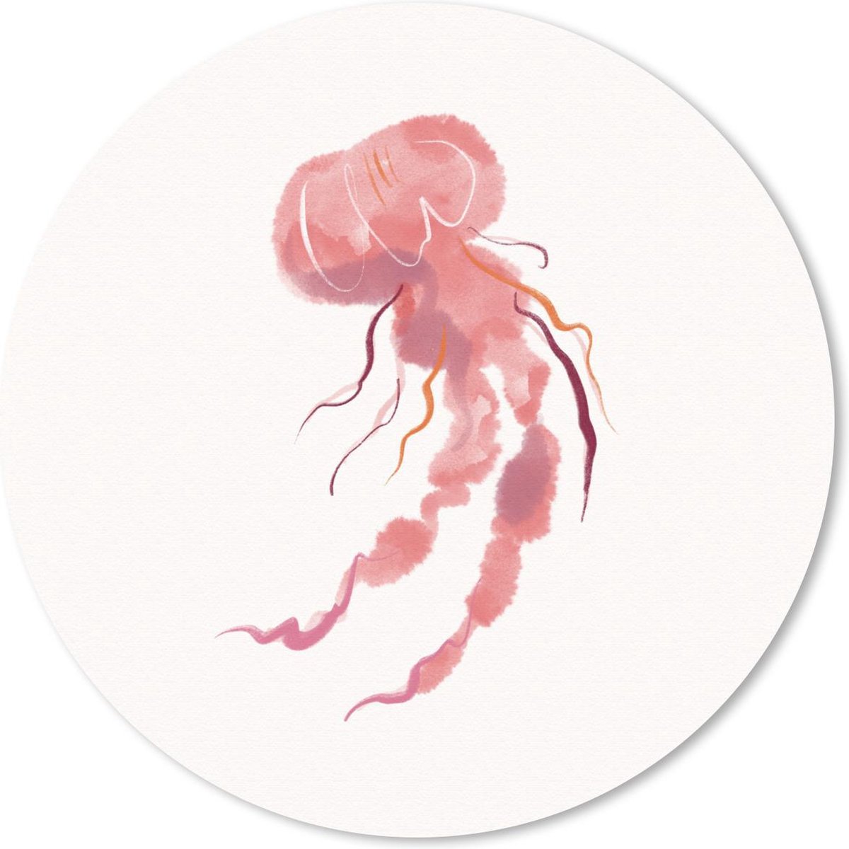 Muismat rond 40x40 cm - Mousepad Kwal - Roze - Waterverf - Ronde muismatten