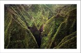 Walljar - Waterfall Hawaii - Muurdecoratie - Poster met lijst