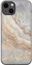 Apple iPhone 13 Telefoonhoesje - Transparant Siliconenhoesje - Flexibel - Met Marmerprint - Marmer - Goud