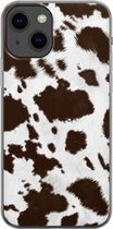 Apple iPhone 13 Mini Telefoonhoesje - Transparant Siliconenhoesje - Flexibel - Met Dierenprint - Koeien Patroon - Bruin