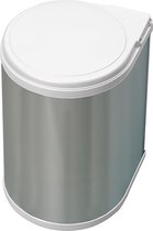 Emuca Recyclingcontainer, 13 L, deurbevestiging, automatische dekselopening, Kunststof, Roestvrij staal kleur