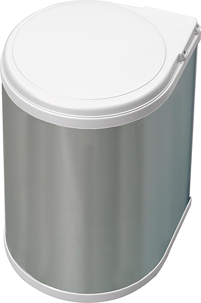Goedkoopste Emuca Recyclingcontainer, 13 L, deurbevestiging, automatische dekselopening, Kunststof, Roestvrij staal kleur