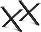 Emuca Set met twee gekruiste tafelpoten Cross, hoogte 695 mm, zwartgelakt